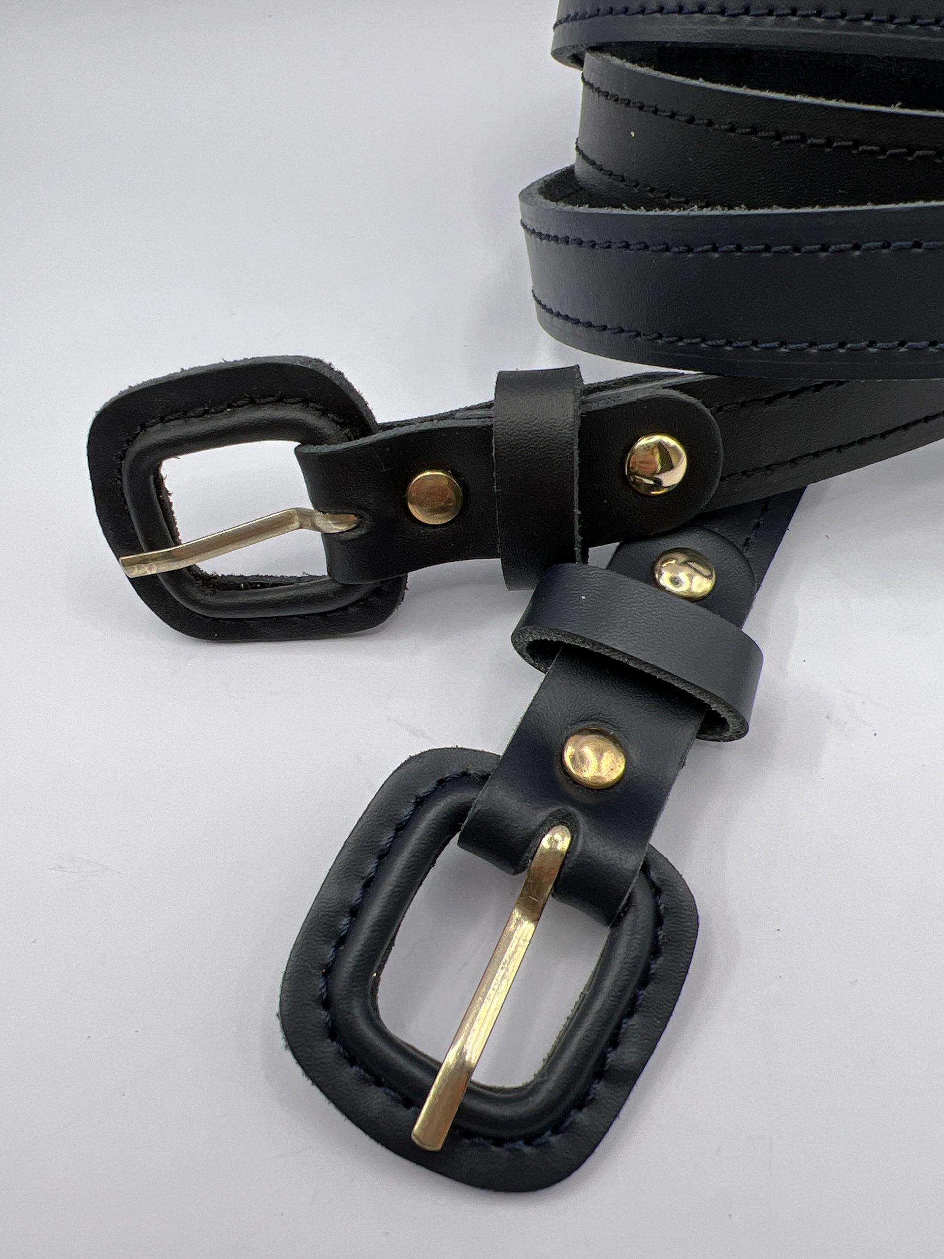 Finest Black and Marine Belt with Gold Adornment (pack of 2) - BLONDISH
