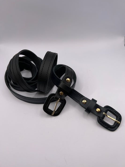 Finest Black and Marine Belt with Gold Adornment (pack of 2) - BLONDISH
