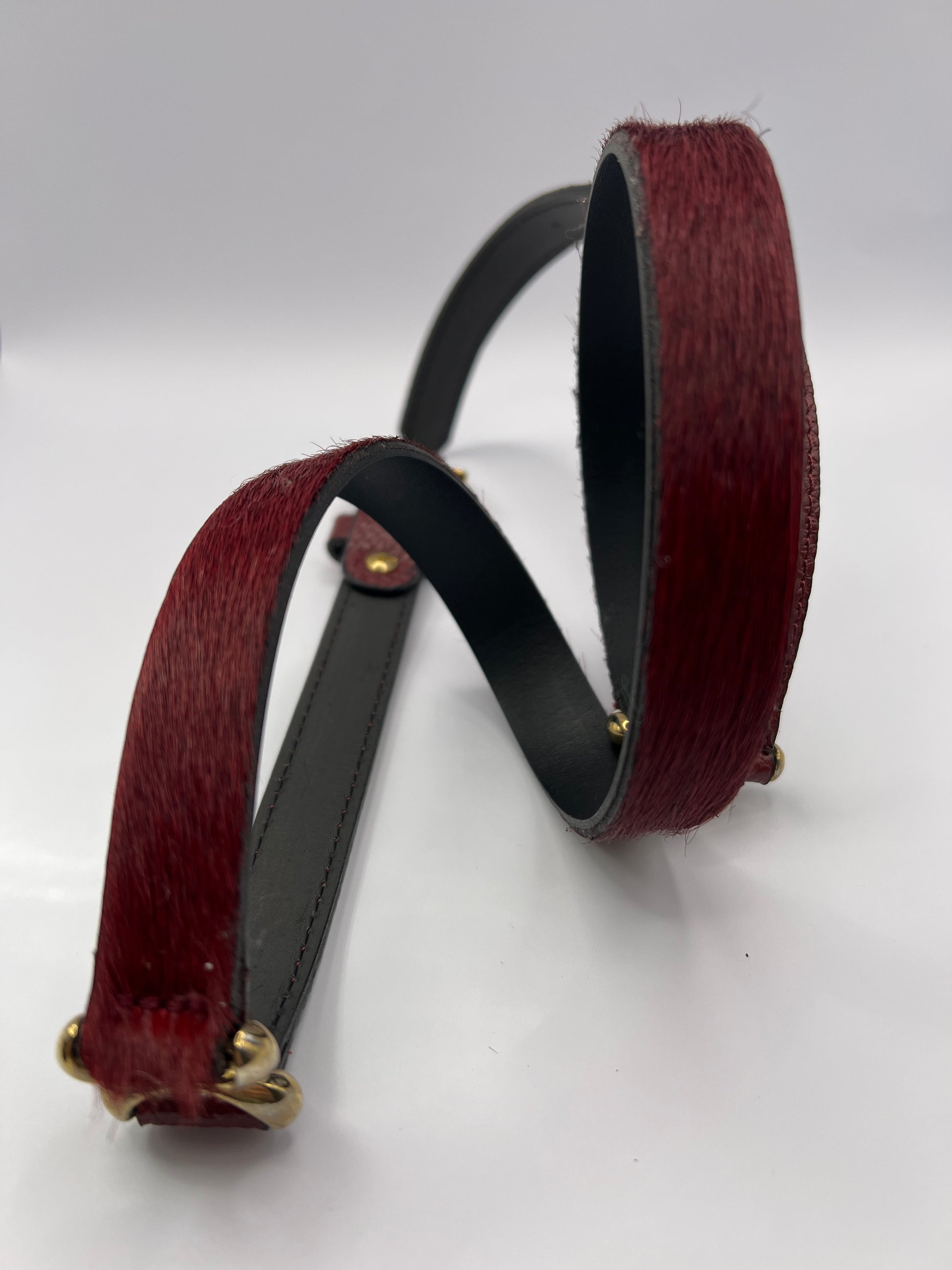 Horsy Dark Red Leather Belt with Gold Adornment - BLONDISH