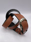 Basic Brown Handmade Leather Belt with Silver Adornment - BLONDISH